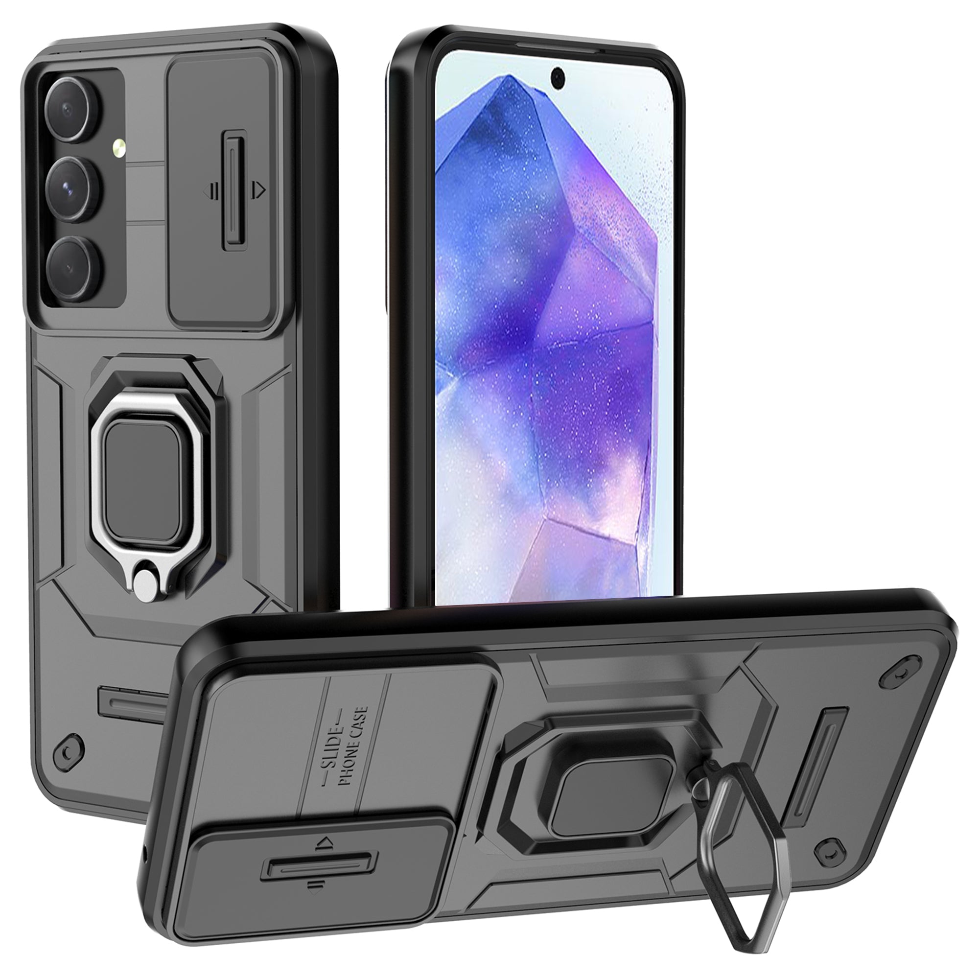 For Samsung Galaxy A55 5G Case PC+TPU Anti-scratch Phone Protective Cover with Slide Lens Cover For Samsung Galaxy A55 5G Case PC+TPU Anti-scratch Phone Protective Cover with Slide Lens Cover
